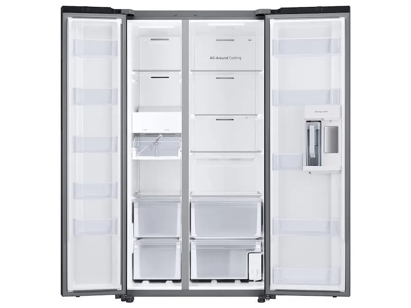 Samsung RS28CB760012 Bespoke Side-By-Side 28 Cu. Ft. Refrigerator With Beverage Center&#8482; In White Glass