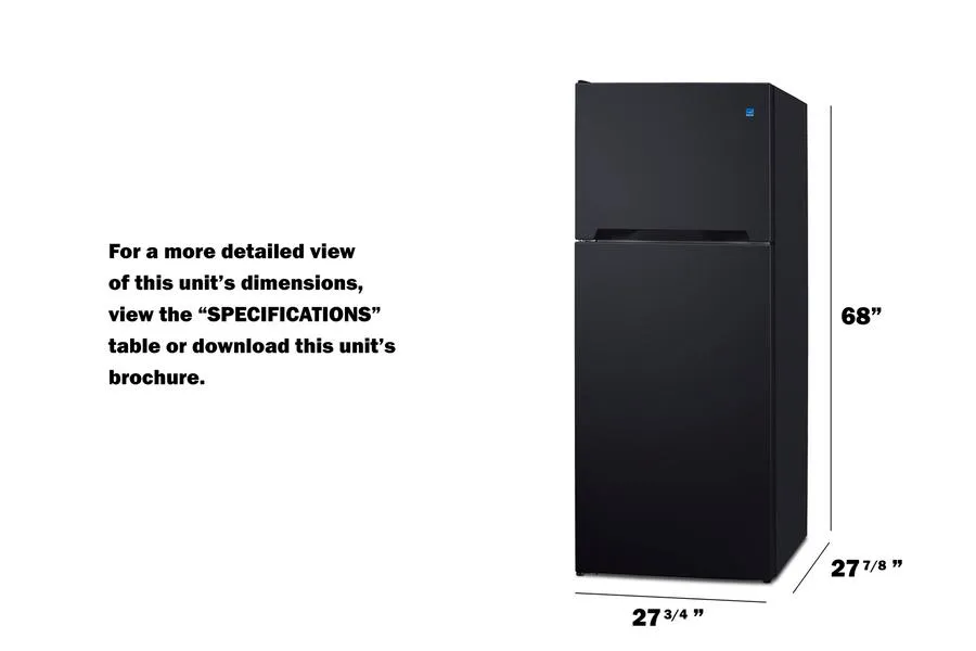 Summit CTR152BLHD 28 Wide Top-Mount Refrigerator-Freezer