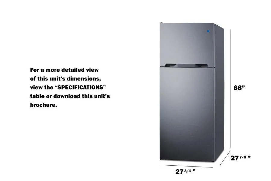 Summit CTR15SSLHD 28 Wide Top-Mount Refrigerator-Freezer
