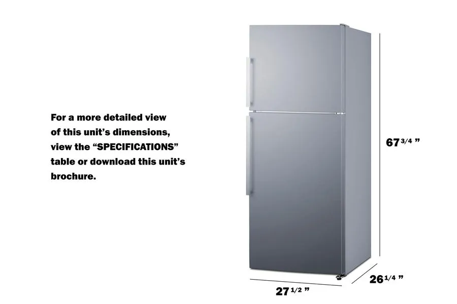Summit FF1514SSIM 28 Wide Top Mount Refrigerator-Freezer With Icemaker