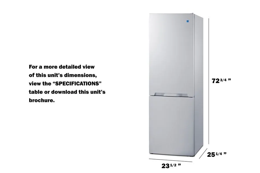 Summit FFBF121W 24 Wide Bottom Mount Refrigerator-Freezer