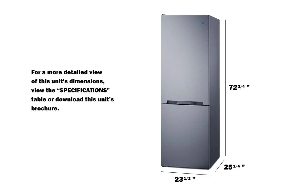 Summit FFBF124SSLHD 24 Wide Bottom Mount Refrigerator-Freezer