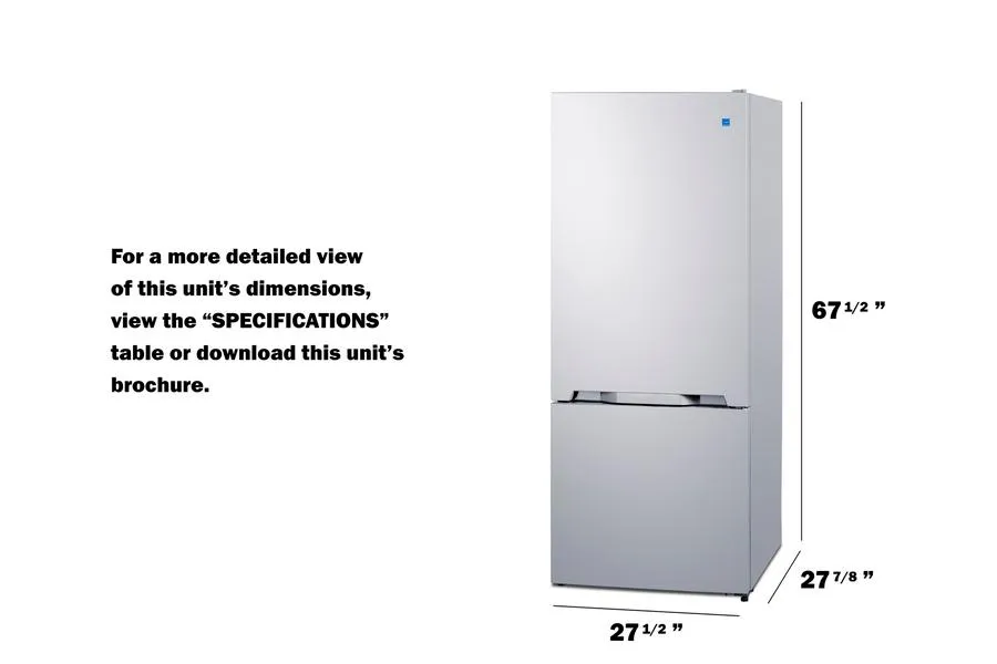 Summit FFBF151W 28 Wide Bottom Mount Refrigerator-Freezer
