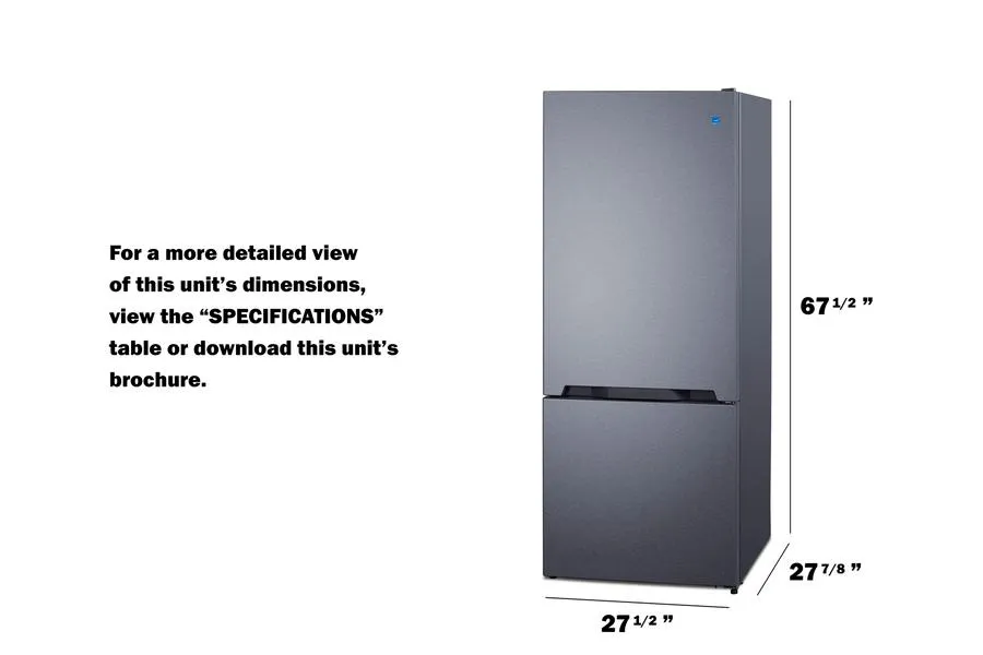 Summit FFBF154SS 28 Wide Bottom Mount Refrigerator-Freezer