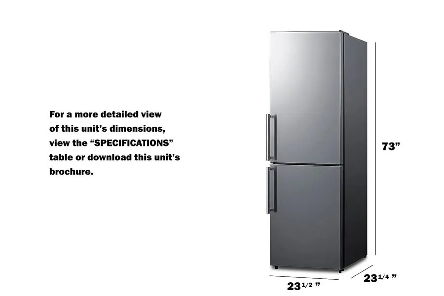 Summit FFBF235PL 24 Wide Bottom Freezer Refrigerator
