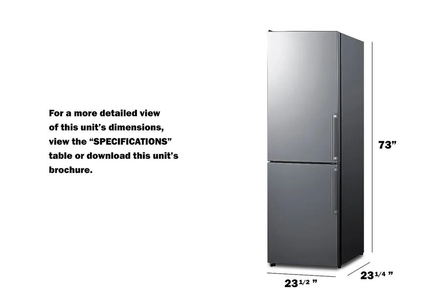 Summit FFBF235PLLHD 24 Wide Bottom Freezer Refrigerator