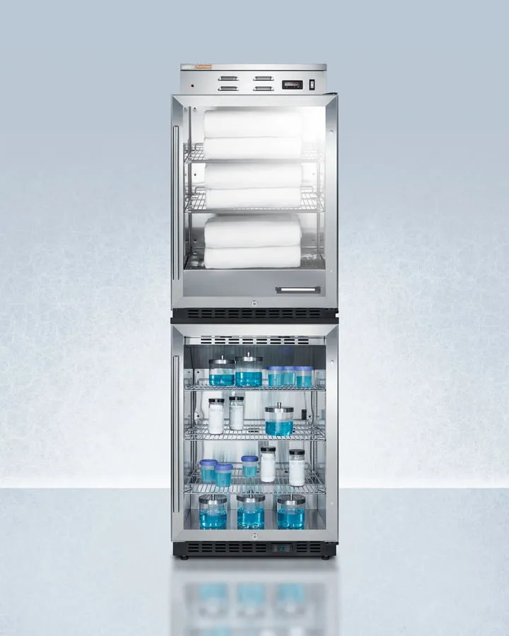 Summit PHC61GSCR610BLSTACK Glass Door Warming Cabinet Phc61G Stacked With Scr610Bl Commercial Beverage Center