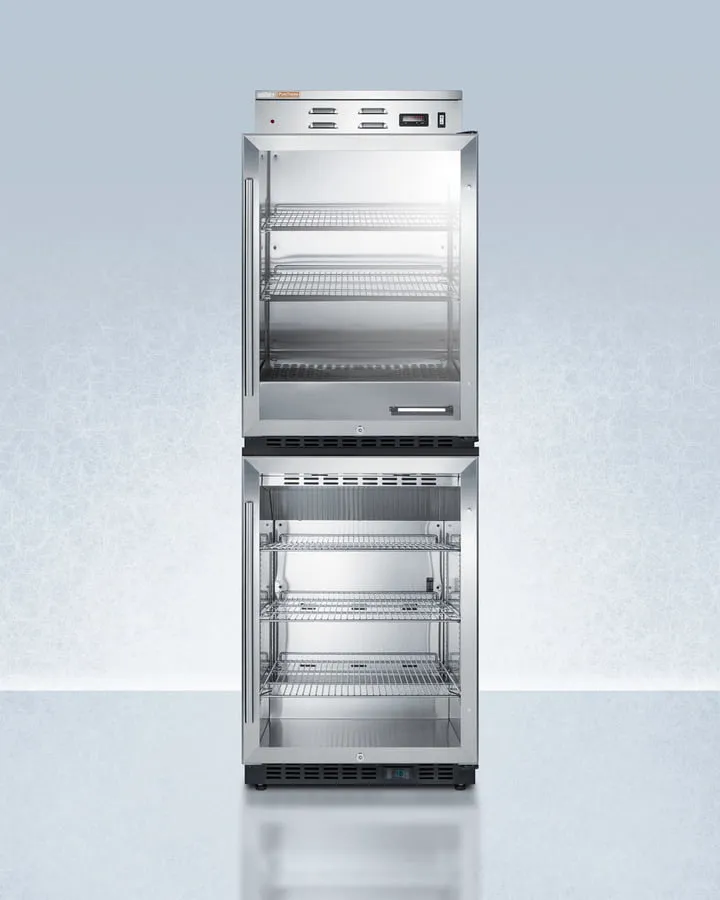 Summit PHC61GSCR610BLSTACK Glass Door Warming Cabinet Phc61G Stacked With Scr610Bl Commercial Beverage Center