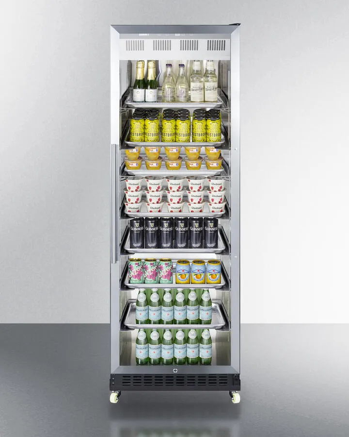 Summit SCR1401RICSS 24 Wide Mini Reach-In Beverage Center With Dolly