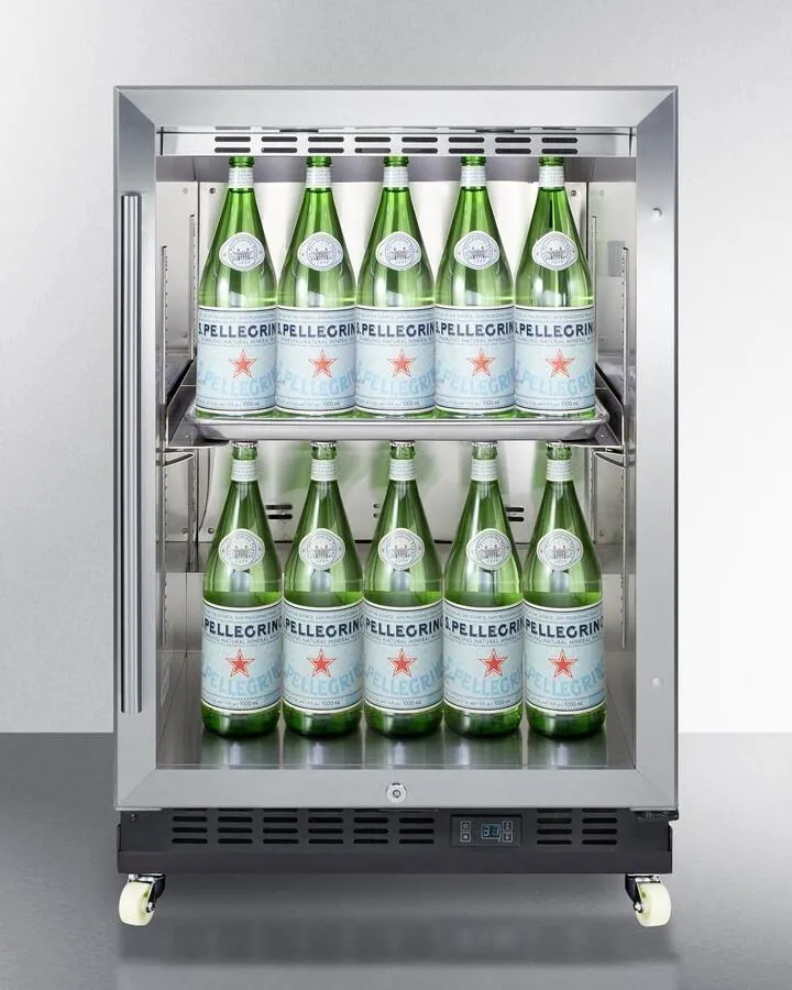 Summit SCR610BLRI 24 Wide Built-In Mini Reach-In Beverage Center With Dolly
