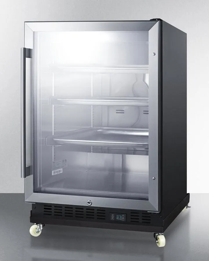 Summit SCR610BLRI 24 Wide Built-In Mini Reach-In Beverage Center With Dolly