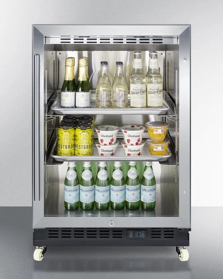 Summit SCR610BLRI 24 Wide Built-In Mini Reach-In Beverage Center With Dolly