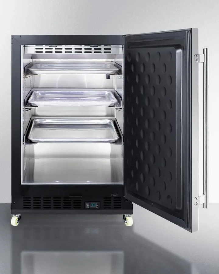 Summit SCR610BLSDRI 24 Wide Built-In Mini Reach-In Beverage Center With Dolly