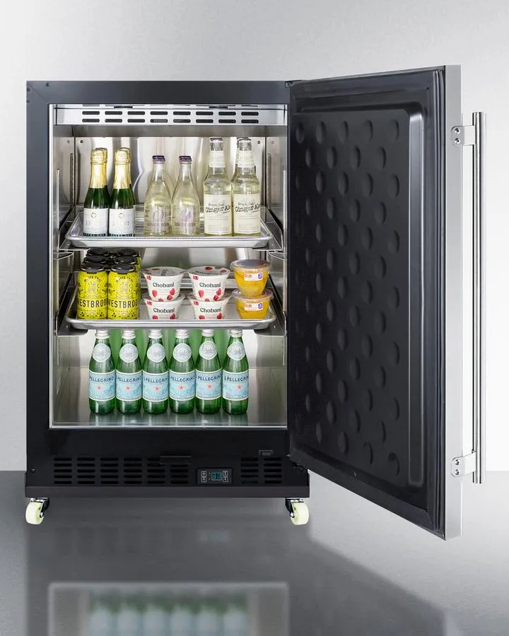 Summit SCR610BLSDRI 24 Wide Built-In Mini Reach-In Beverage Center With Dolly