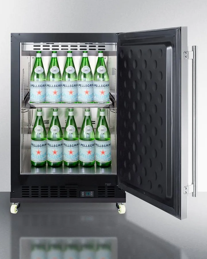 Summit SCR610BLSDRI 24 Wide Built-In Mini Reach-In Beverage Center With Dolly