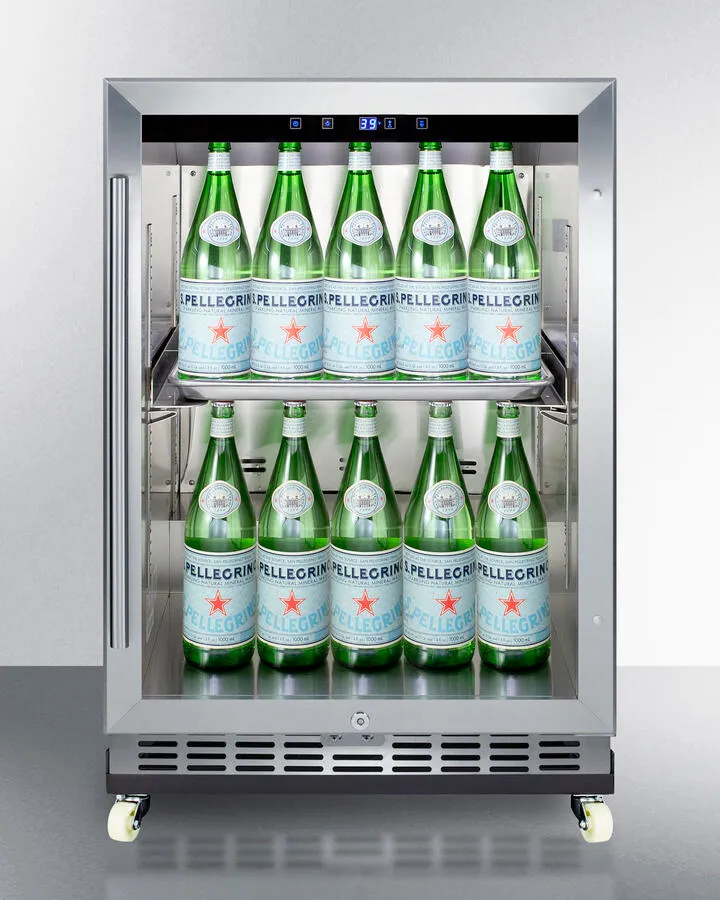 Summit SCR611GLOSRI 24 Wide Outdoor Mini Reach-In Beverage Center With Dolly