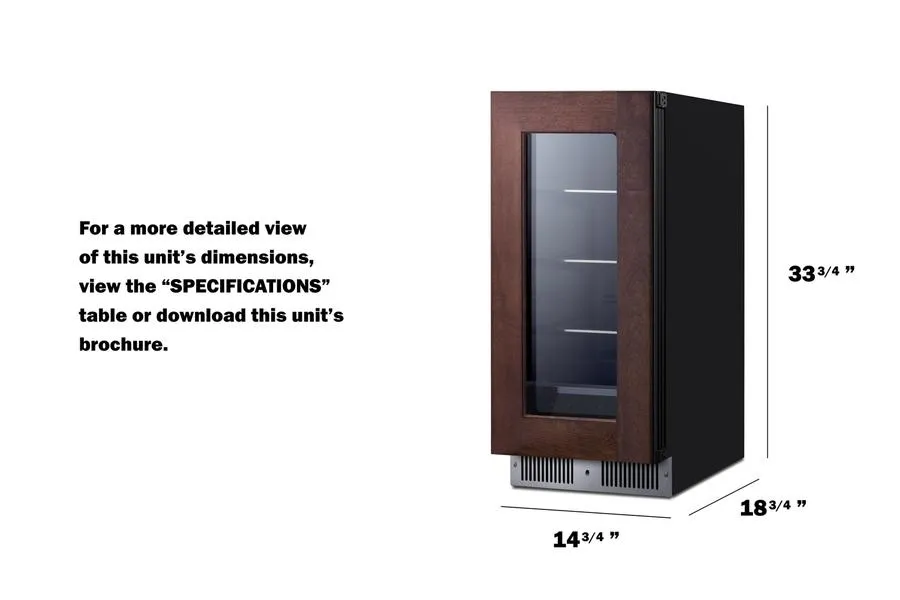 Summit SDHG1533PNR 15 Wide Built-In Beverage Center (Panel Not Included)
