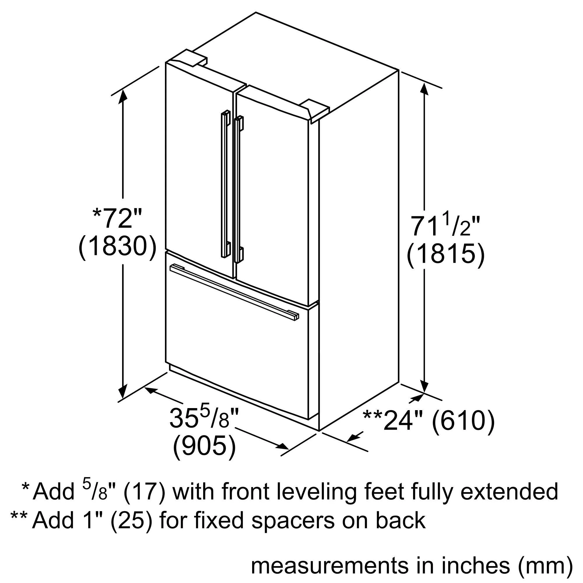 Thermador T36FT810NS Freedom French Door Bottom Mount Refrigerator 36'' Masterpiece Stainless Steel T36Ft810Ns