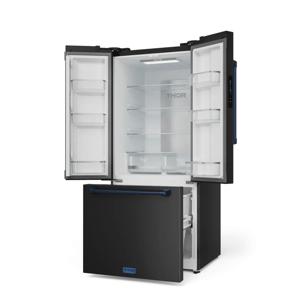 Thor Kitchen RF3017FFD00BLU 30 Inch 17.7 Cu Ft French Door Counter Depth Refrigerator With Ice Maker In Black/Navy Blue Gordon Ramsay Series - Rf3017Ffd00-Blu