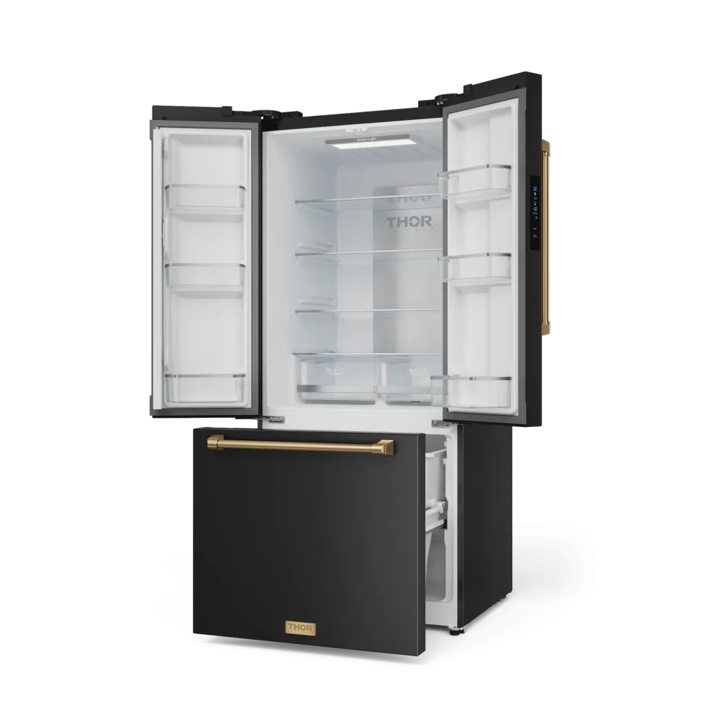 Thor Kitchen RF3017FFD00BRZ 30 Inch 17.7 Cu Ft French Door Counter Depth Refrigerator With Ice Maker In Black/Bronze Gordon Ramsay Series - Rf3017Ffd00-Brz