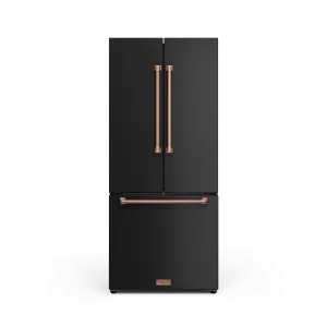 Thor Kitchen RF3017FFD00RSG 30 Inch 17.7 Cu Ft French Door Counter Depth Refrigerator With Ice Maker In Black/Rose Gold Gordon Ramsay Series - Rf3017Ffd00-Rsg