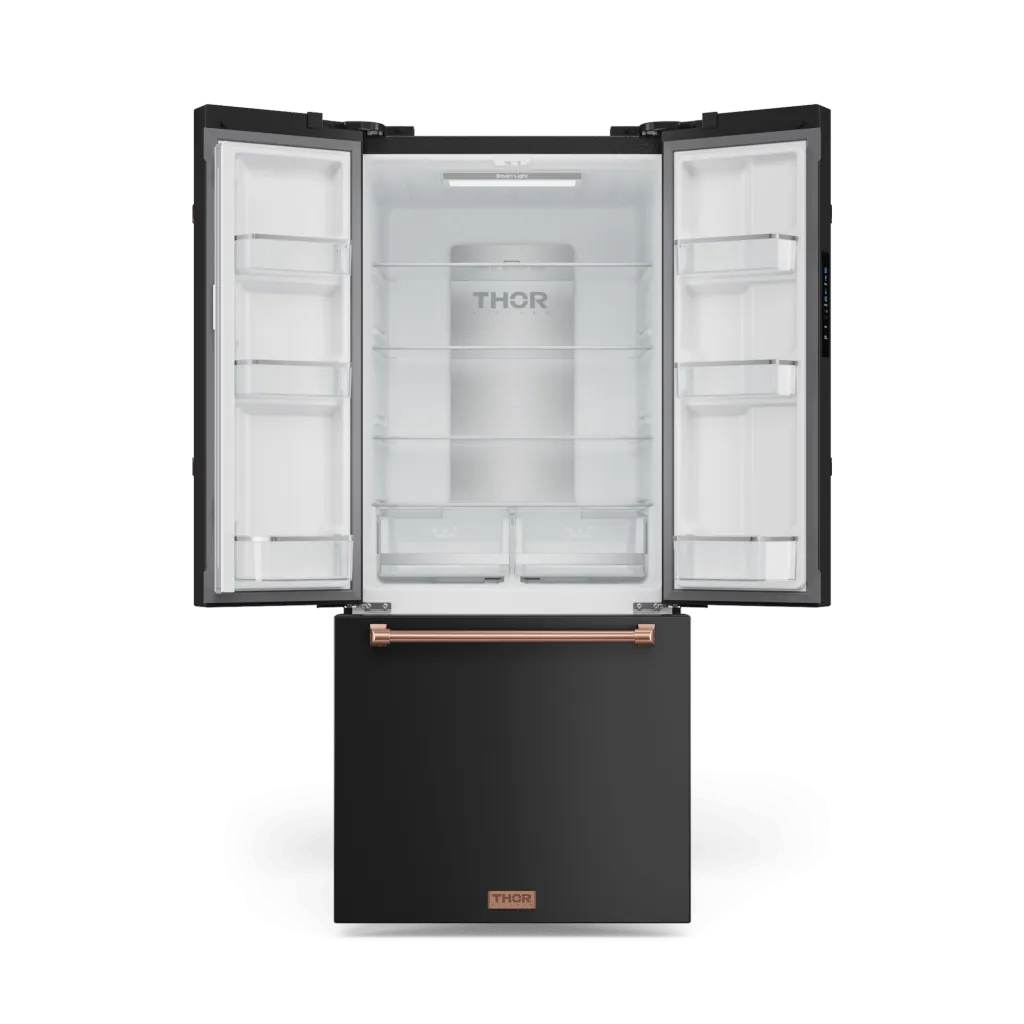 Thor Kitchen RF3017FFD00RSG 30 Inch 17.7 Cu Ft French Door Counter Depth Refrigerator With Ice Maker In Black/Rose Gold Gordon Ramsay Series - Rf3017Ffd00-Rsg