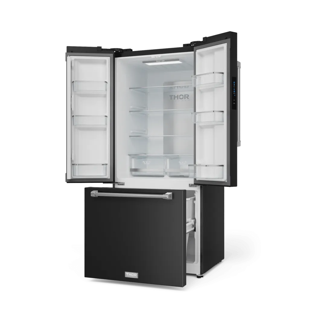 Thor Kitchen RF3017FFD00SS 30 Inch 17.7 Cu Ft French Door Counter Depth Refrigerator With Ice Maker In Black/Stainless Steel Gordon Ramsay Series - Rf3017Ffd00-Ss
