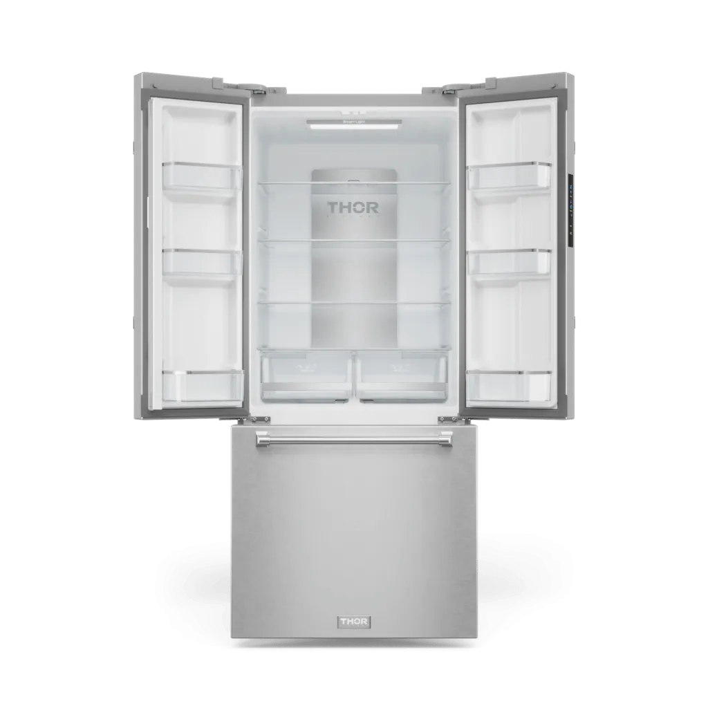 Thor Kitchen RF3017FFD99 30 Inch 17.7 Cu Ft French Door Counter Depth Refrigerator With Ice Maker In Stainless Steel Gordon Ramsay Series - Rf3017Ffd99
