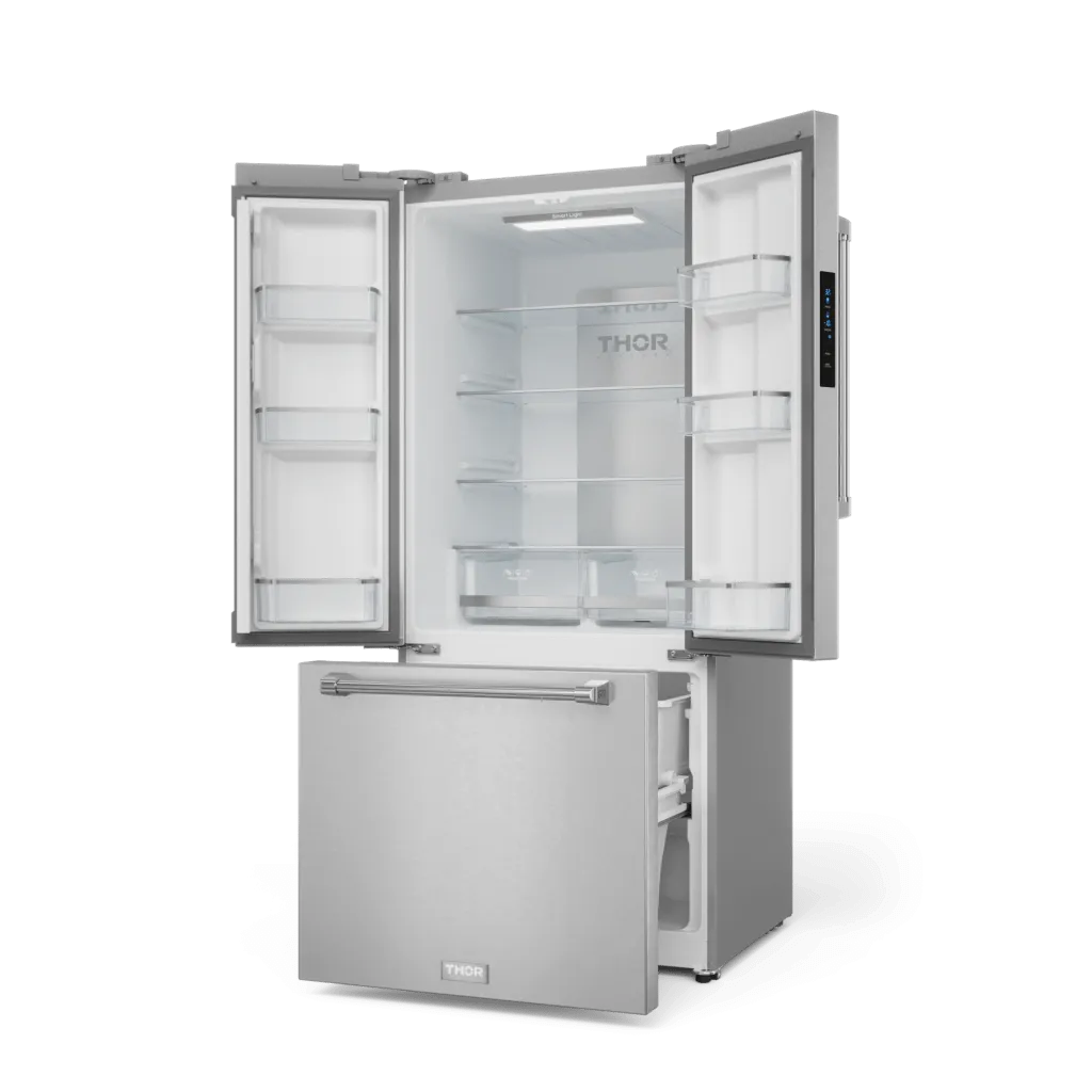 Thor Kitchen RF3017FFD99 30 Inch 17.7 Cu Ft French Door Counter Depth Refrigerator With Ice Maker In Stainless Steel Gordon Ramsay Series - Rf3017Ffd99