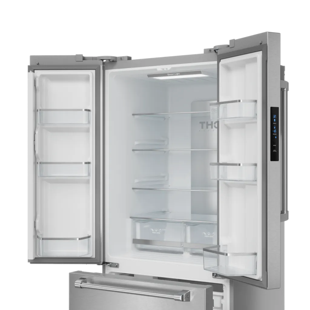 Thor Kitchen RF3017FFD99 30 Inch 17.7 Cu Ft French Door Counter Depth Refrigerator With Ice Maker In Stainless Steel Gordon Ramsay Series - Rf3017Ffd99