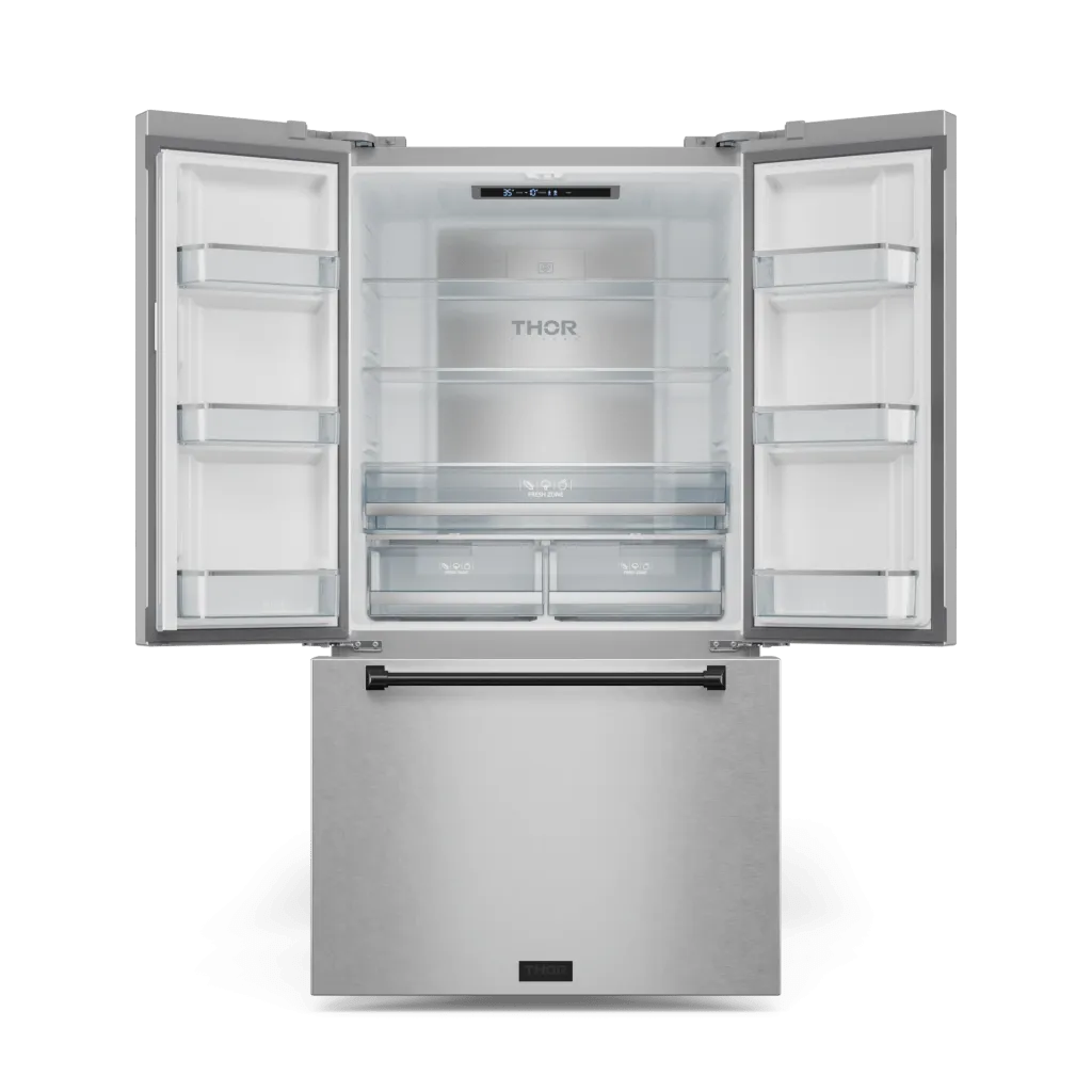 Thor Kitchen RF3017FFD99BLK 30 Inch 17.7 Cu Ft French Door Counter Depth Refrigerator With Ice Maker In Stainless Steel/Black Gordon Ramsay Series - Rf3017Ffd99-Blk