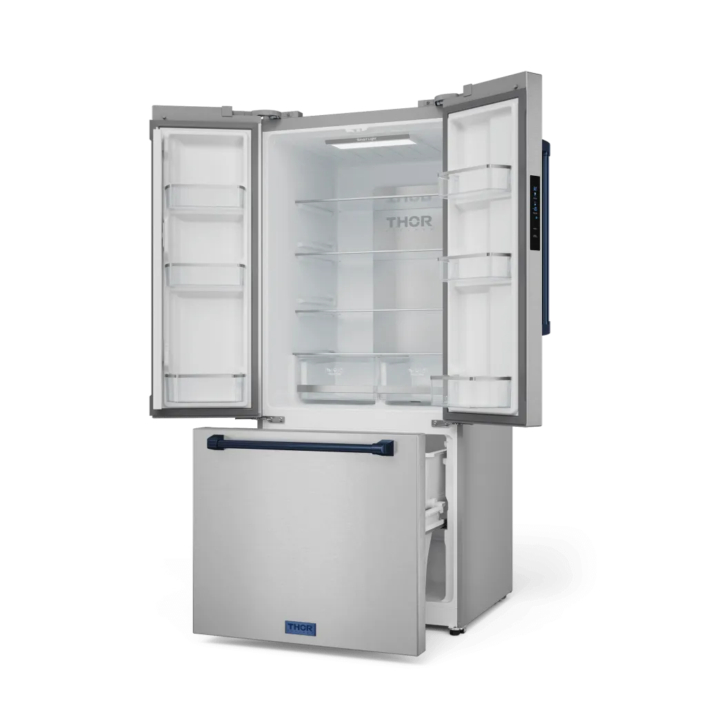 Thor Kitchen RF3017FFD99BLU 30 Inch 17.7 Cu Ft French Door Counter Depth Refrigerator With Ice Maker In Stainless Steel/Navy Blue Gordon Ramsay Series - Rf3017Ffd99-Blu