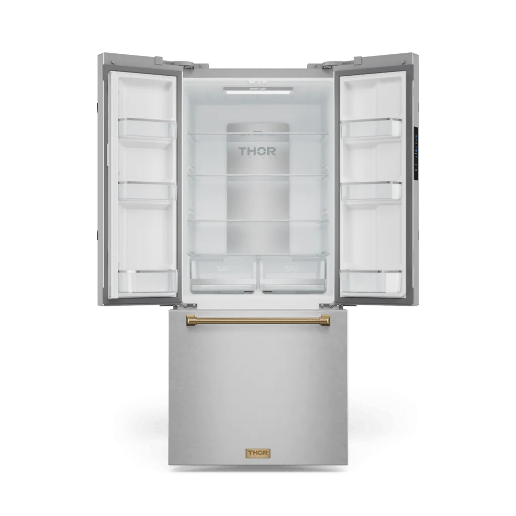 Thor Kitchen RF3017FFD99BRZ 30 Inch 17.7 Cu Ft French Door Counter Depth Refrigerator With Ice Maker In Stainless Steel/Bronze Gordon Ramsay Series - Rf3017Ffd99-Brz