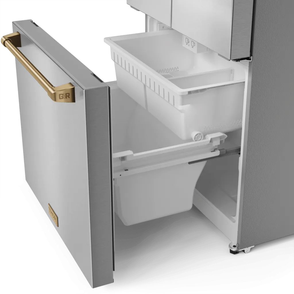 Thor Kitchen RF3017FFD99BRZ 30 Inch 17.7 Cu Ft French Door Counter Depth Refrigerator With Ice Maker In Stainless Steel/Bronze Gordon Ramsay Series - Rf3017Ffd99-Brz