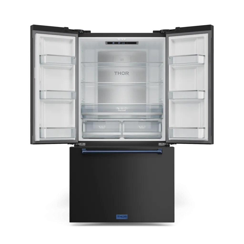 Thor Kitchen RF3621CTD00BLU 36 Inch 20.3 Cu Ft French Door Counter Depth Refrigerator With Ice Maker In Black/Navy Blue Gordon Ramsay Series - Rf3621Ctd00-Blu