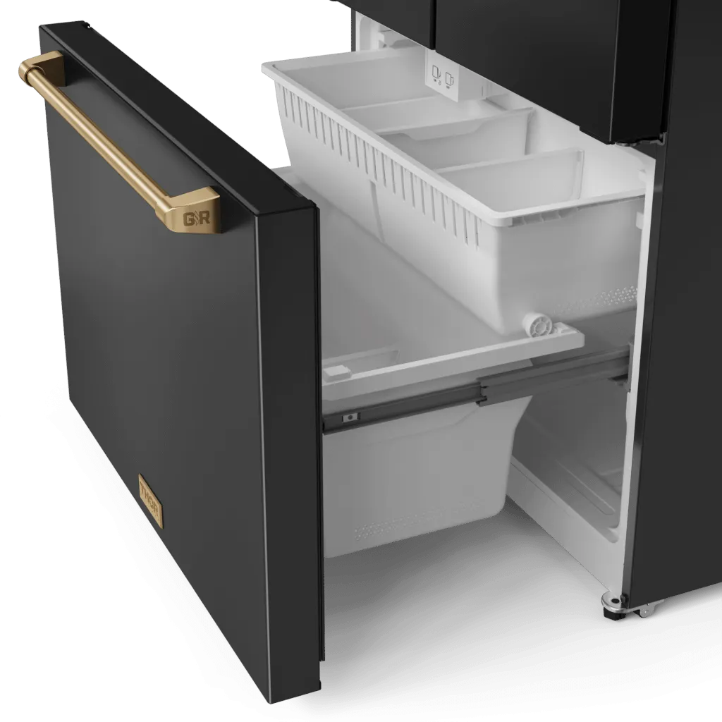 Thor Kitchen RF3621CTD00BRZ 36 Inch 20.3 Cu Ft French Door Counter Depth Refrigerator With Ice Maker In Black/Bronze Gordon Ramsay Series - Rf3621Ctd00-Brz