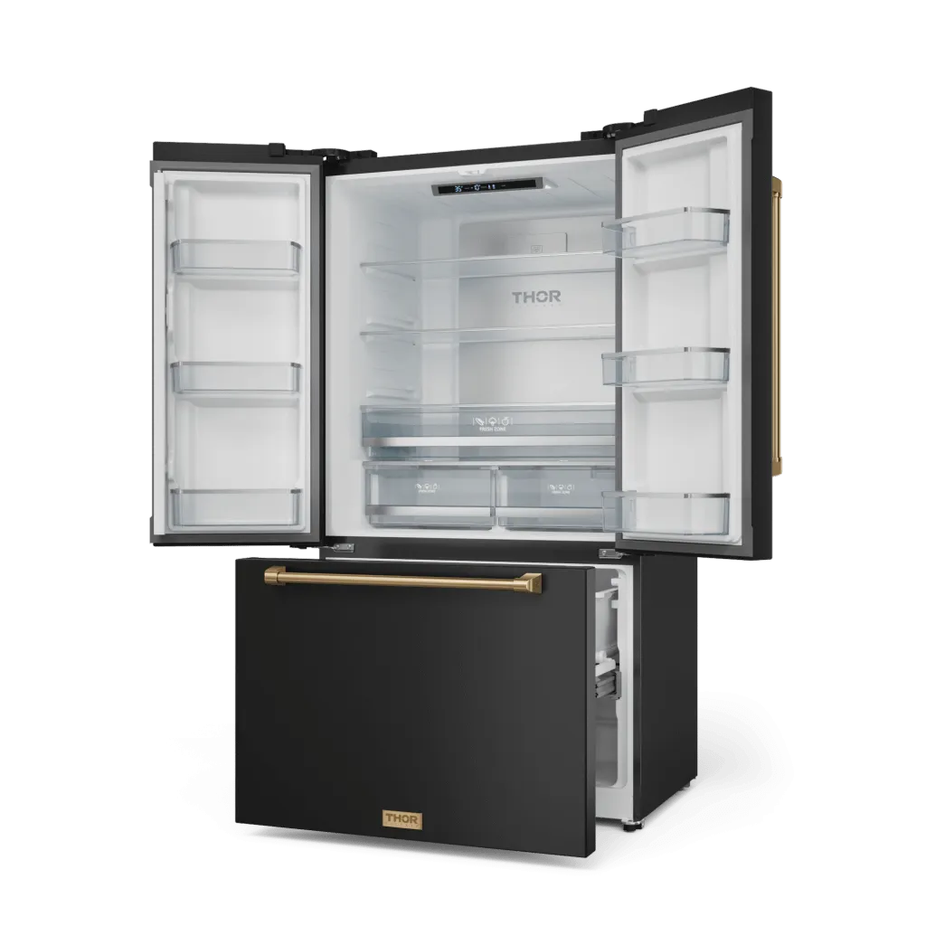 Thor Kitchen RF3621CTD00BRZ 36 Inch 20.3 Cu Ft French Door Counter Depth Refrigerator With Ice Maker In Black/Bronze Gordon Ramsay Series - Rf3621Ctd00-Brz