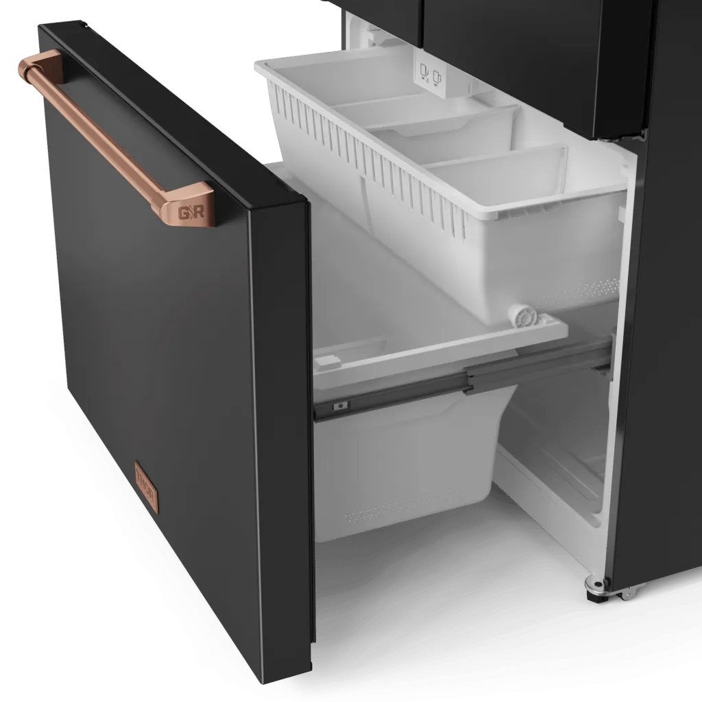 Thor Kitchen RF3621CTD00RSG 36 Inch 20.3 Cu Ft French Door Counter Depth Refrigerator With Ice Maker In Black/Rose Gold Gordon Ramsay Series - Rf3621Ctd00-Rsg