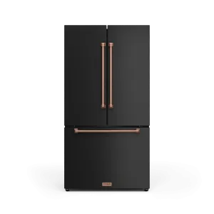Thor Kitchen RF3621CTD00RSG 36 Inch 20.3 Cu Ft French Door Counter Depth Refrigerator With Ice Maker In Black/Rose Gold Gordon Ramsay Series - Rf3621Ctd00-Rsg
