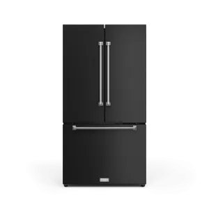Thor Kitchen RF3621CTD00SS 36 Inch 20.3 Cu Ft French Door Counter Depth Refrigerator With Ice Maker In Black/Stainless Steel Gordon Ramsay Series - Rf3621Ctd00-Ss