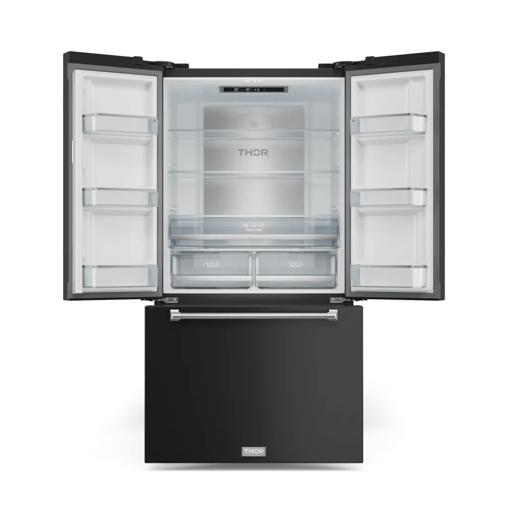 Thor Kitchen RF3621CTD00SS 36 Inch 20.3 Cu Ft French Door Counter Depth Refrigerator With Ice Maker In Black/Stainless Steel Gordon Ramsay Series - Rf3621Ctd00-Ss