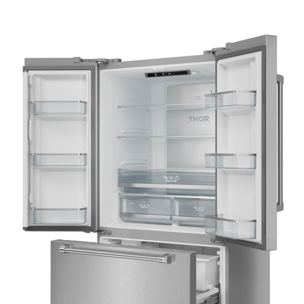 Thor Kitchen RF3621CTD99 36 Inch 20.3 Cu Ft French Door Counter Depth Refrigerator With Ice Maker In Stainless Steel Gordon Ramsay Series - Rf3621Ctd99