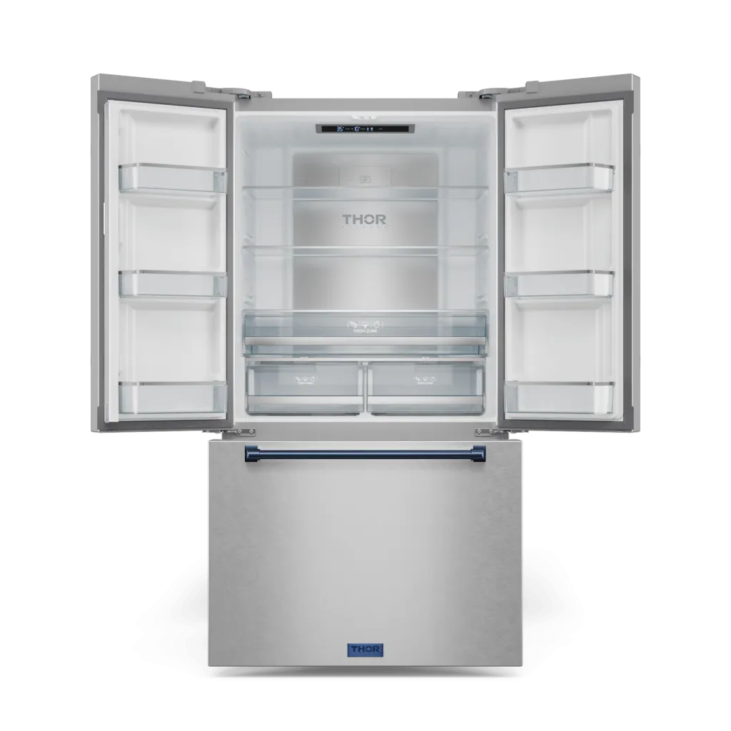 Thor Kitchen RF3621CTD99BLU 36 Inch 20.3 Cu Ft French Door Counter Depth Refrigerator With Ice Maker In Stainless Steel/Navy Blue Gordon Ramsay Series - Rf3621Ctd99-Blu