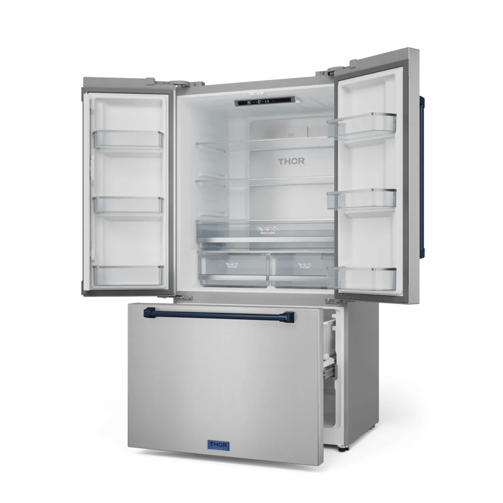Thor Kitchen RF3621CTD99BLU 36 Inch 20.3 Cu Ft French Door Counter Depth Refrigerator With Ice Maker In Stainless Steel/Navy Blue Gordon Ramsay Series - Rf3621Ctd99-Blu