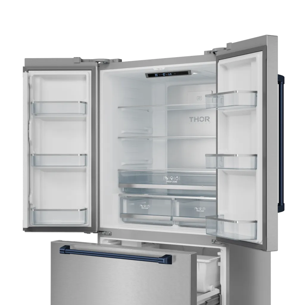 Thor Kitchen RF3621CTD99BLU 36 Inch 20.3 Cu Ft French Door Counter Depth Refrigerator With Ice Maker In Stainless Steel/Navy Blue Gordon Ramsay Series - Rf3621Ctd99-Blu