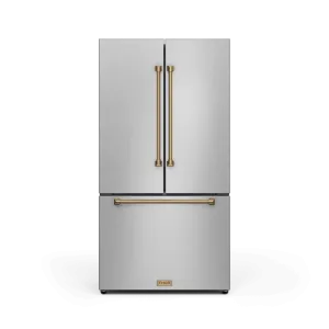 Thor Kitchen RF3621CTD99BRZ 36 Inch 20.3 Cu Ft French Door Counter Depth Refrigerator With Ice Maker In Stainless Steel/Bronze Gordon Ramsay Series - Rf3621Ctd99-Brz