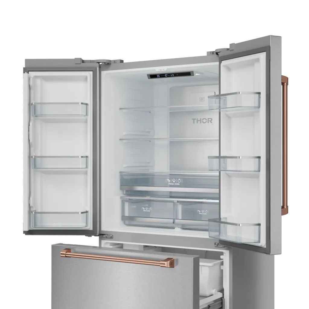 Thor Kitchen RF3621CTD99RSG 36 Inch 20.3 Cu Ft French Door Counter Depth Refrigerator With Ice Maker In Stainless Steel/Rose Gold Gordon Ramsay Series - Rf3621Ctd99-Rsg