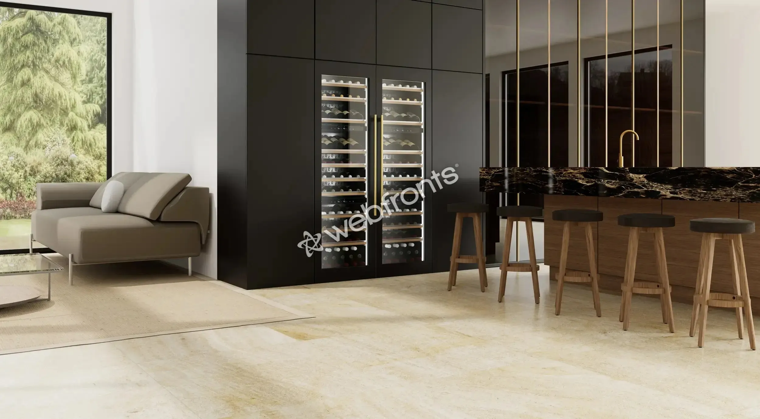 Xo Appliance XOU2470WTZGO Tall Built-In 3 Zone Wine Overlay Glass (Fits 24 X 70In - 84In Opening)