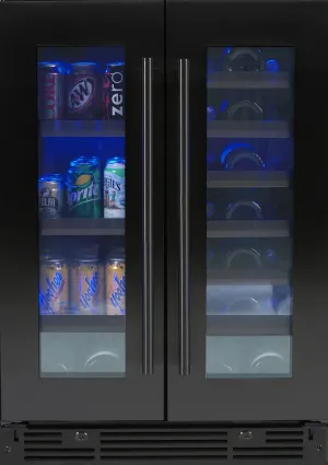 Xo Appliance XOU24BWDDGBS Bev/Wine Double Door 24 Black Stainless