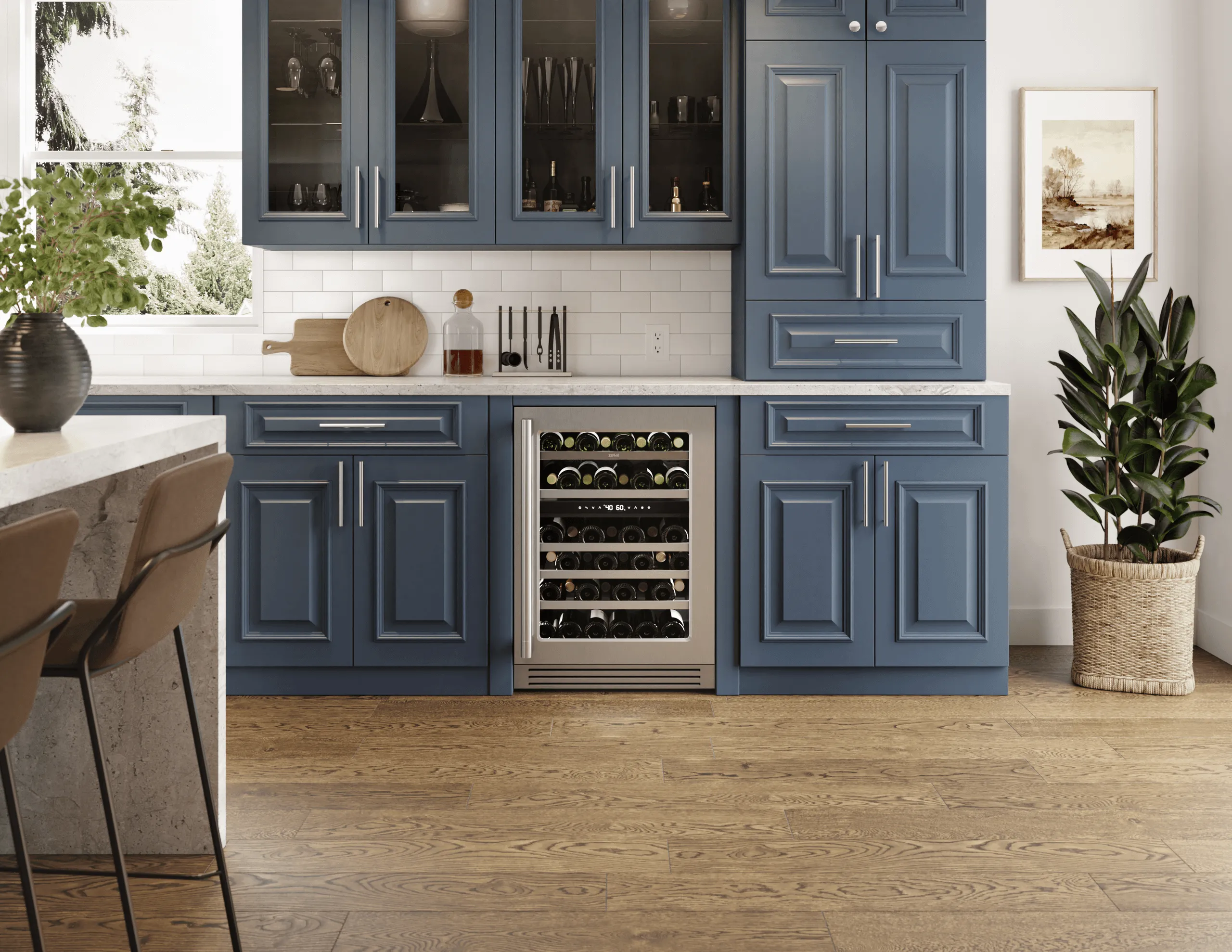 Zephyr PRPW24C02CG Presrv Pro Wine Cooler. 24In Under Cabinet. Ss Glass. Reverse Door. 2 Zone